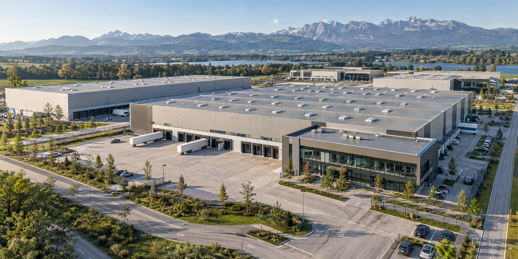 Weitläufiger Industrie- und Logistikstandort mit mehreren Gebäuden